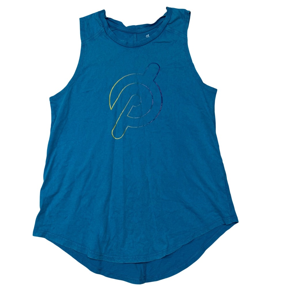 Peloton Womens Blue Sleeveless Activewear Tank Top Logo Size S - Picture 1 of 6